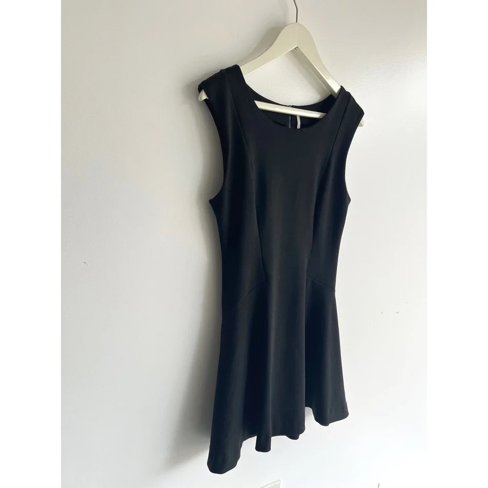 Free People Chacha Sleeveless Dress‎ Black Mini Fit Flare Seam Detail Small